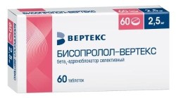 Бисопролол-Вертекс, табл. п/о пленочной 2.5 мг №60