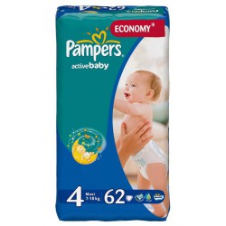 Подгузники, Pampers (Памперс) 7-18 кг р. 4 №62 актив беби макси