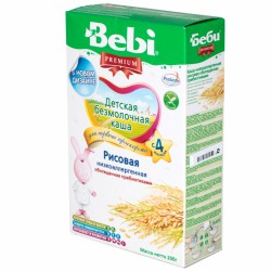 Каша безмолочная Bebi рис низкоаллергенный с пребиотиками с 4 мес 200 г