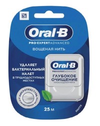 Зубная нить (флосс) oral-b про-эксперт адвансд глубокое очищение вощеная
